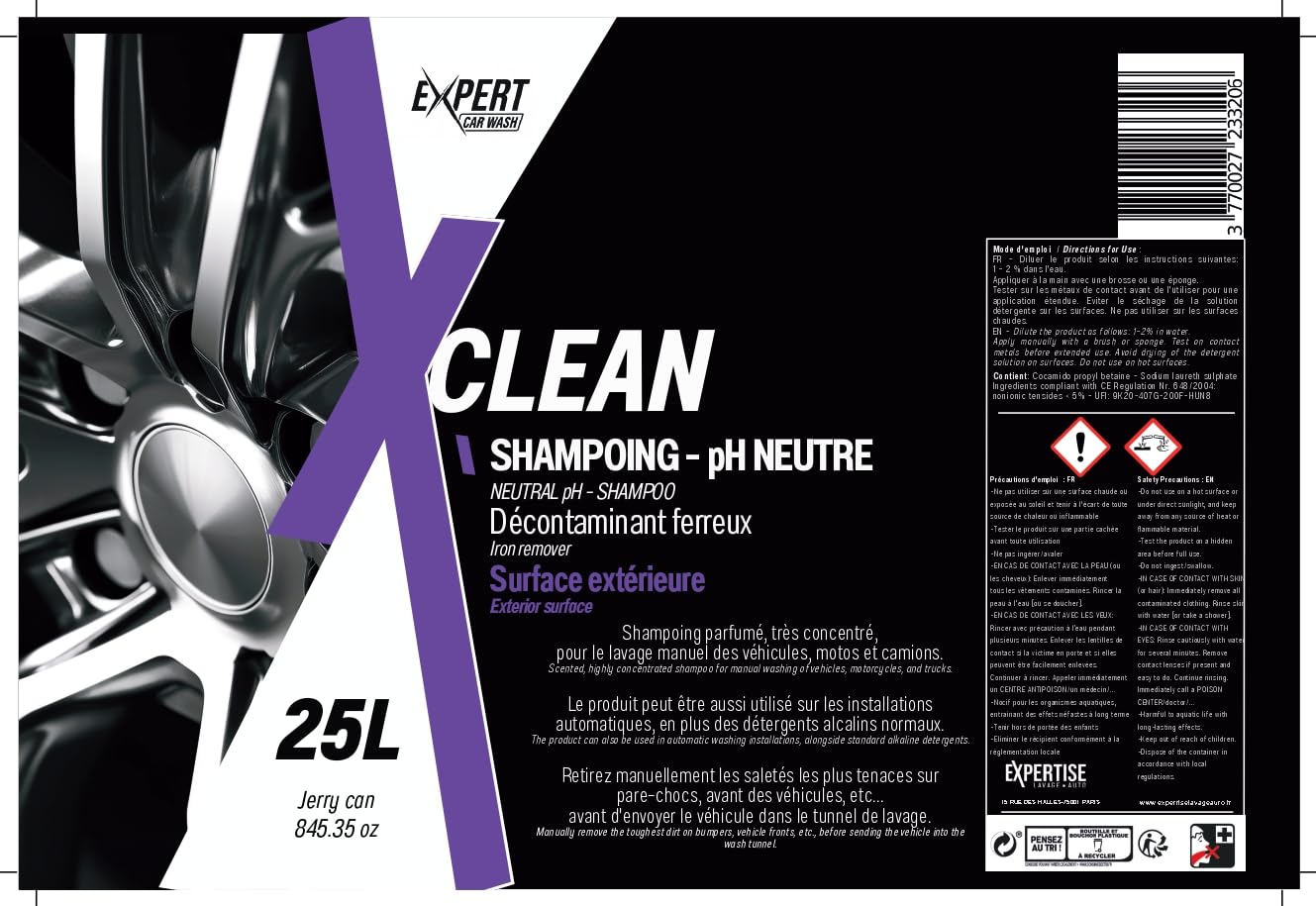 X Clean Shampoing pH neutre 25L - carton de 12