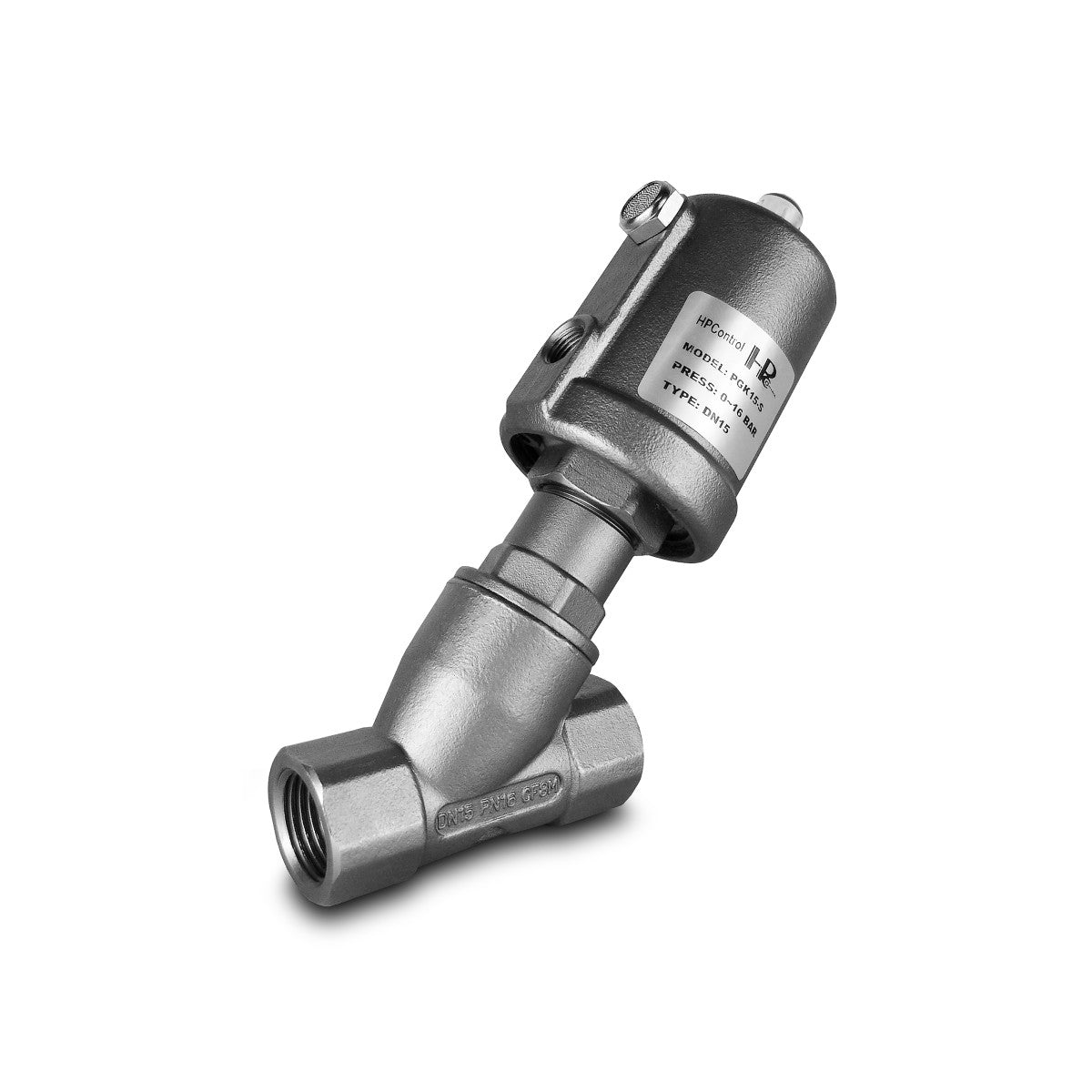 Vanne pneumatique d'angle NO DN15, 1/2 pouces SS316, vanne à | HP Control