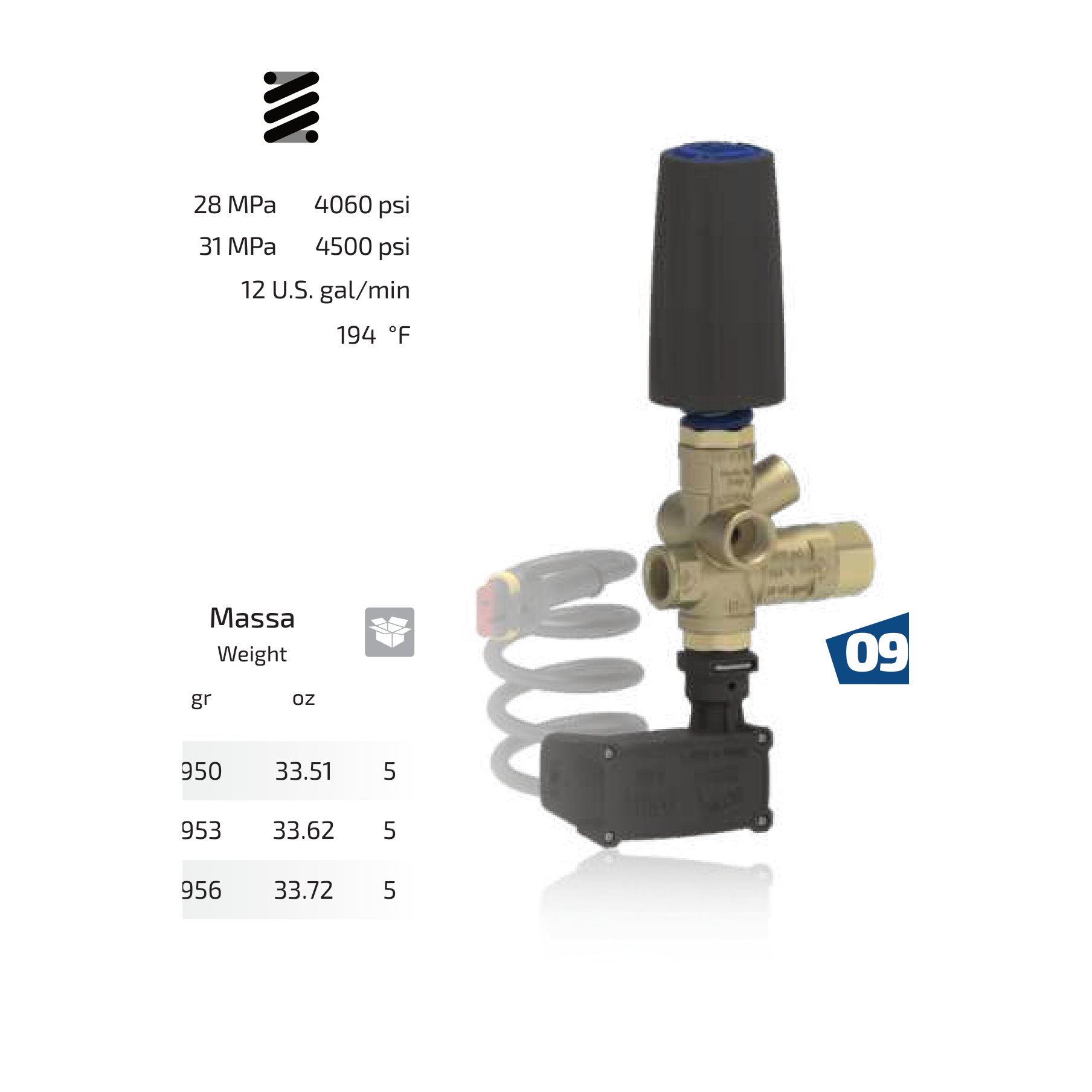 BRV31 T Vanne de Dérivation avec Microrupteur, Connecteur Rapide et Bouton de Réglage — Réf. 1119