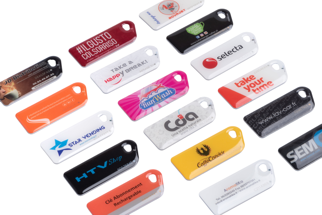 Tag RFID 23X56 mm Mifare® 1K – Lot de 200 - Eurokey Next - Bleue - Logo Matipay