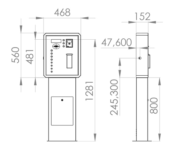PUPITRE 6 SÉLECTIONS Haute Pression pour station de lavage auto, équipement professionnel avec boutons anti vandales et paiement sans contact.