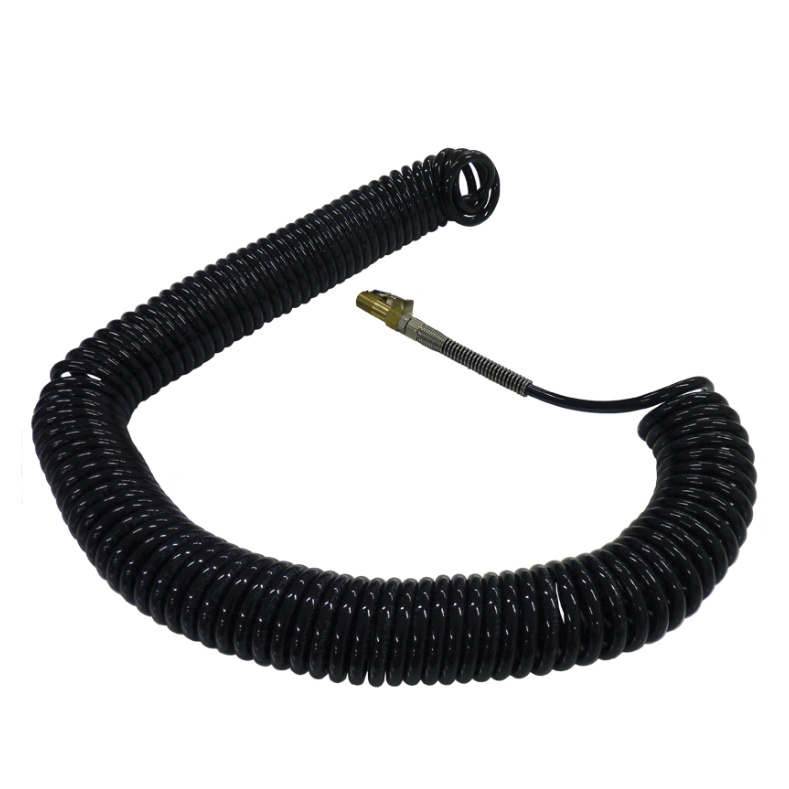Tuyau spiralé avec connexion pour gonflage de pneus 1/8, idéal pour station de lavage auto et équipement professionnel, pièces détachées.