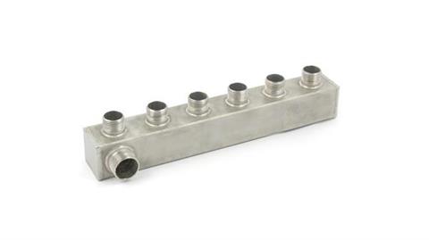 Collecteur (collecteur de programmes) 6 champs en acier inoxydable 3/4" à 1/2" GZ (Horizontal / Module V1) - station de lavage auto