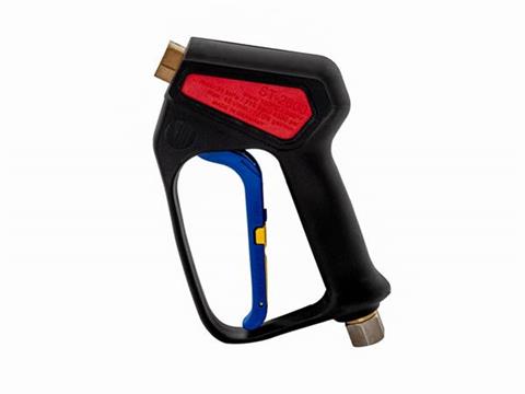 Pistolet R+M ST-2600 avec émerillon 3/8" F, purge permanente, corps noir, gâchette bleue, mécanisme de verrouillage jaune, panneau rouge, logo R+M [202 600 544]. - station de lavage auto