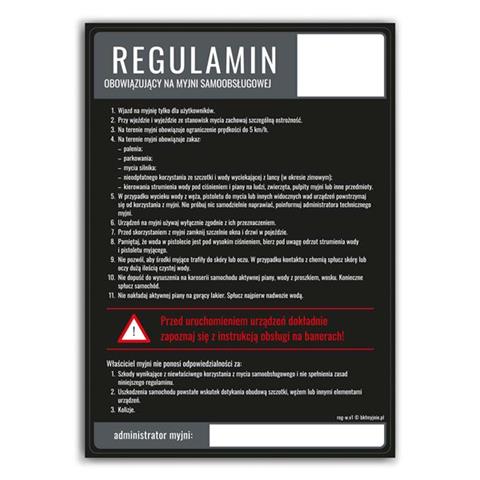 Autocollant avec les règles pour un lavage de voiture sans contact (couleur noire) - station de lavage auto