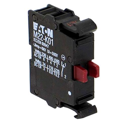 Contact à ouverture (NC) Eaton Moeller M22-K01 – pour boutons STOP, 6 A, 230 V CA